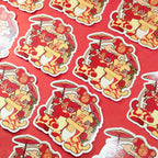 Lion Dance Vinyl Sticker - Double Happiness Umbrella