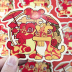 Lion Dance Vinyl Sticker - Double Happiness Umbrella