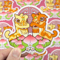 Lion Dance Vinyl Sticker - Longevity Peach