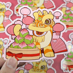 Lion Dance Vinyl Sticker - Longevity Peach 2