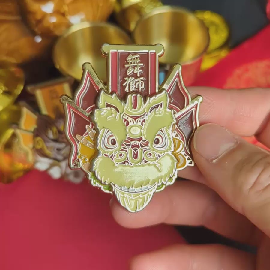 Lunar New Year Lion Dance Enamel Pin - Hoksan Regular Flag Pin