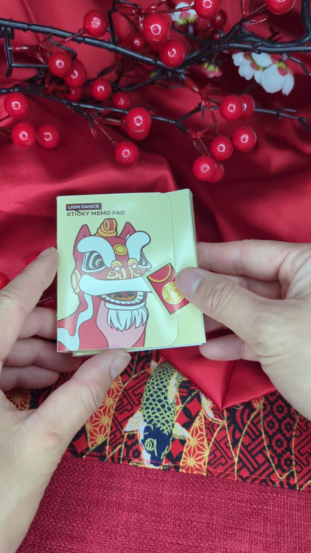 Lion Dance Folding Sticky Notepad - Lion Dance Design